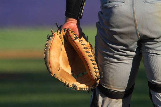 baseball player with baseball glove during